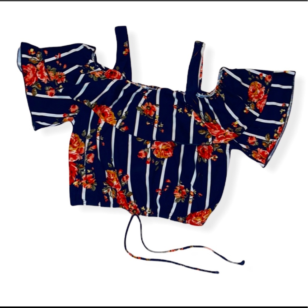 VIBE Sportwear Floral Stripe Crop Top